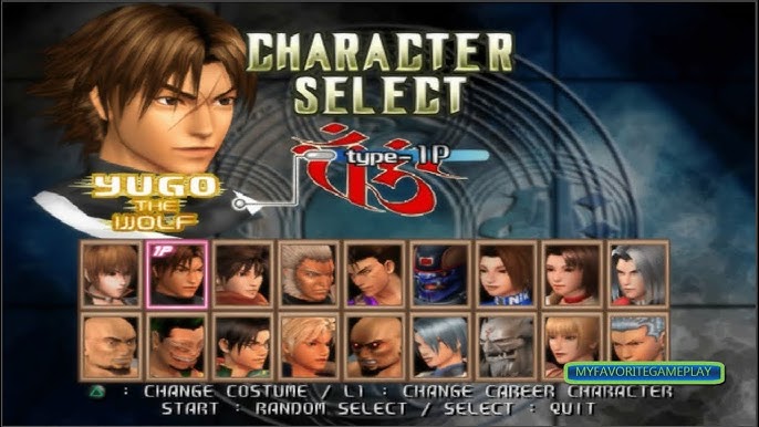 bloody roar 4 menu personnages