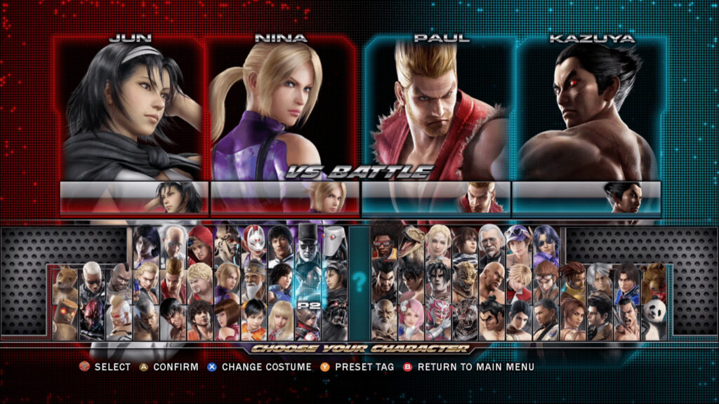 tekken tag tournament 2 menu