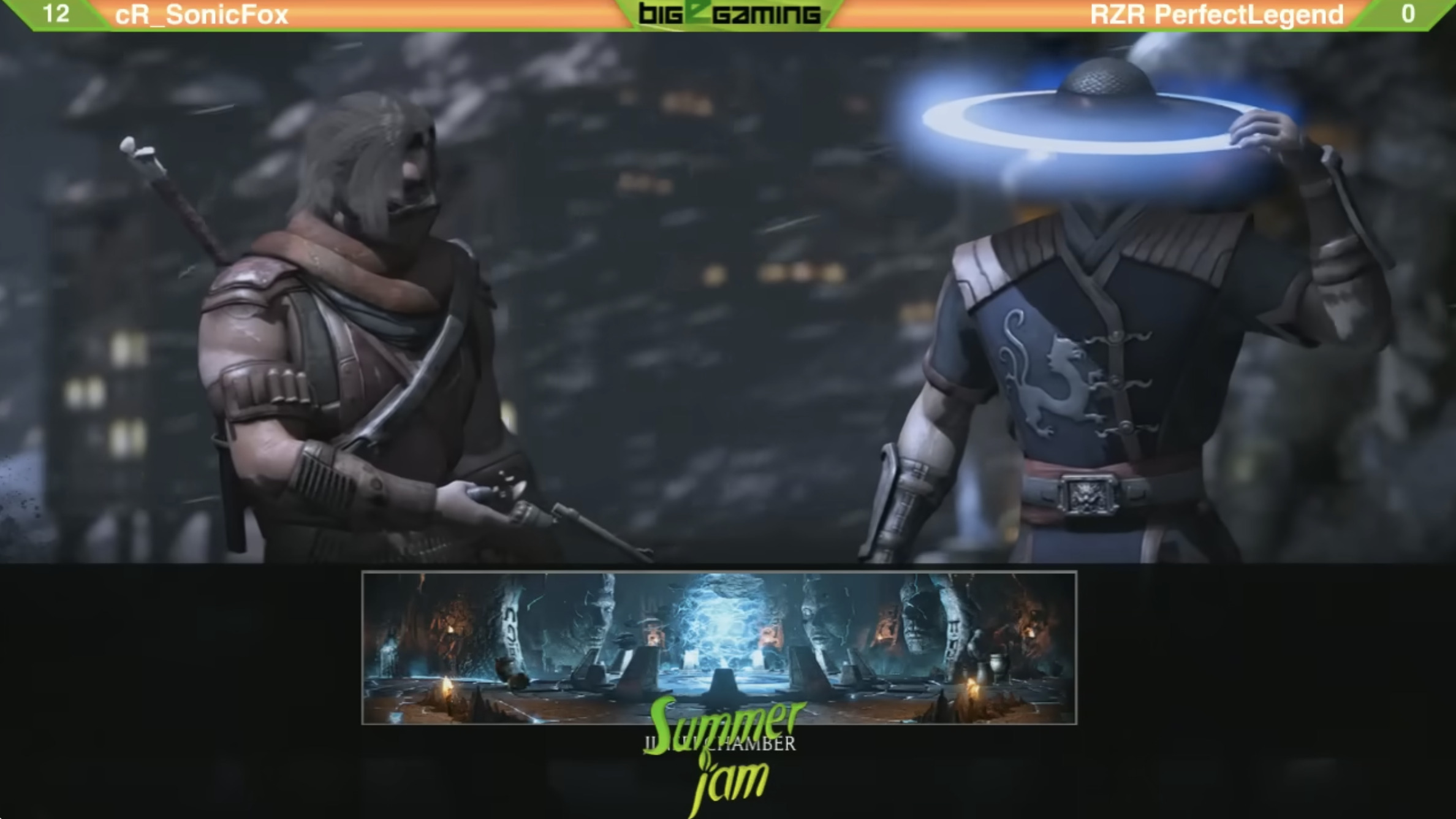Écran de sélection de stage, SonicFox (12) vs Perfect Legend (0), Summer Jam 9